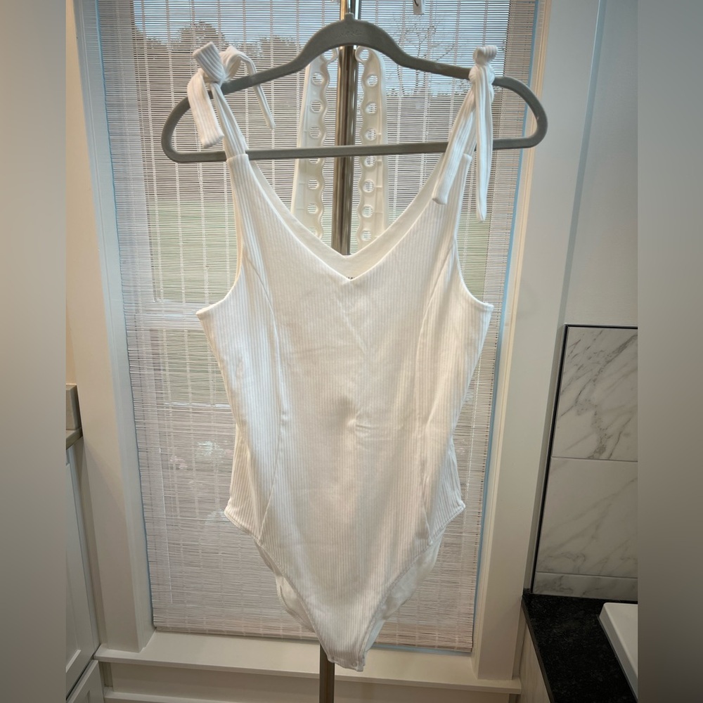 White Ribbed Bodysuit